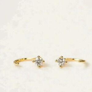 JaxKelly CZ Sparke Stud Jacket Huggie Earring in Gold